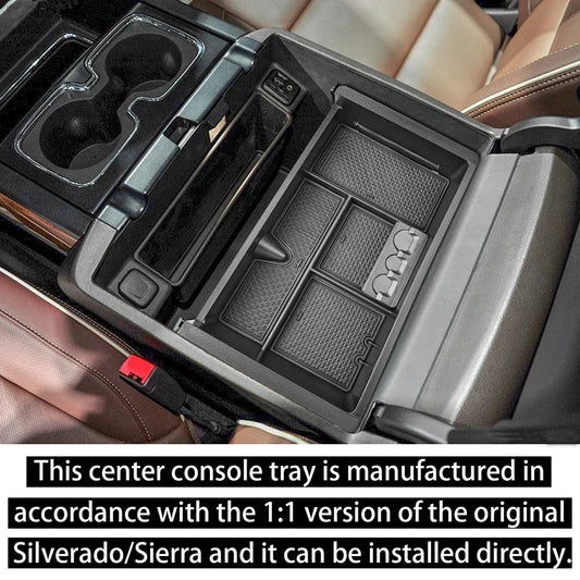 Center Console Organizer for 2014-2018 Chevrolet Silverado/GMC Sierra 1500, 2500/3500HD(2015-2019), Armrest Storage Box Tray