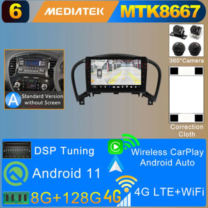 2Din Android 11 8G+128G Car Radio Stereo For Nissan Juke YF15 2010-2019 GPS Navigation Bluetooth 5.0 Tethering Carplay Autoradio