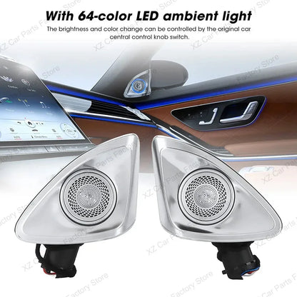 For Mercedes-benz E-class W213 2016-2023 64 Colors 4D Rotating Tweeter Speaker Led Luminous Car Speaker Refit 3D Tweeter