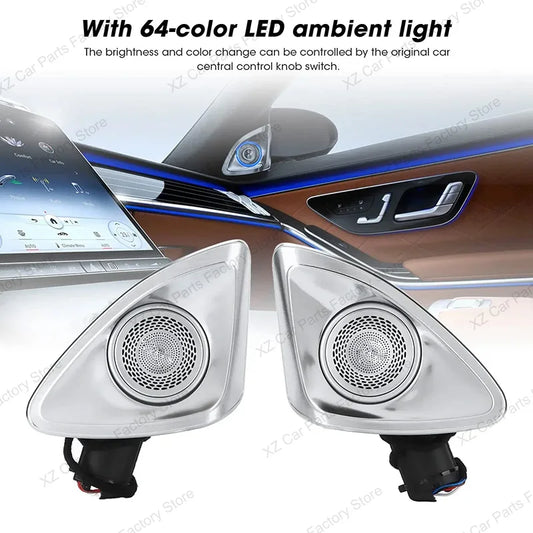 For Mercedes-benz E-class W213 2016-2023 64 Colors 4D Rotating Tweeter Speaker Led Luminous Car Speaker Refit 3D Tweeter