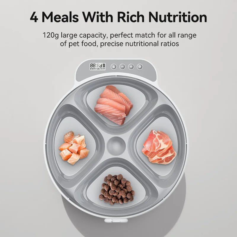 ROJECO 4 Meals Wireless Automatic Cat Feeder For Wet Dry Feeding Food Dispenser For Cats Dog Multifunctional Smart Pet Feeder
