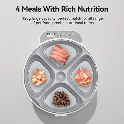 ROJECO 4 Meals Wireless Automatic Cat Feeder For Wet Dry Feeding Food Dispenser For Cats Dog Multifunctional Smart Pet Feeder