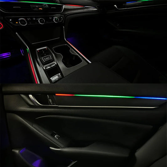 24 In 1 Universal Acrylic hidden LED Strip APP Symphony Ambient Light 64 Color RGB Car Interior Atmosphere Lighting for Accord