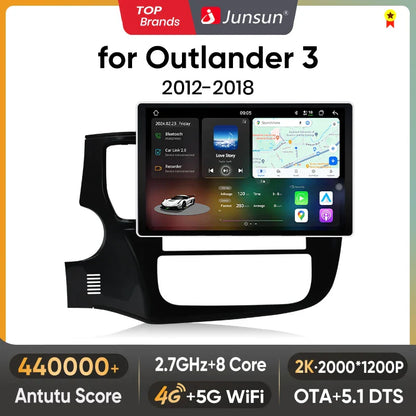 Junsun V3 Plus 2K Car Radio 7862 For Mitsubishi Outlander 3 GF0W GG0W 2012-2018 Wireless CarPlay Android Auto DSP GPS Navigation