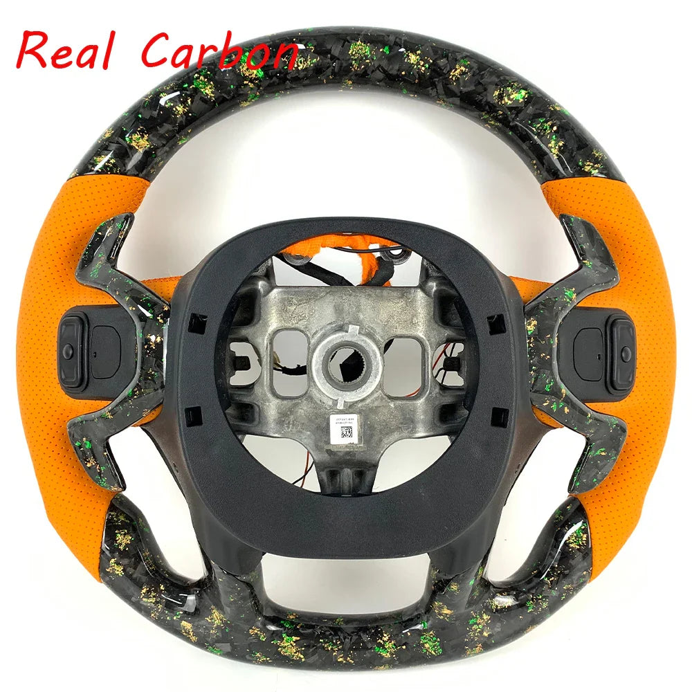 For Dodge Ram Car Interior Accessories Customized LED Forged Carbon Fiber Steering Wheel with Shift Paddle
