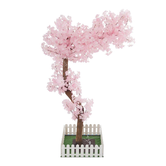Pink Fake Sakura Tree,Artificial Cherry Tree, Artificial Flowers Home Decoration Wedding Floral Materials with 100*LED Bulbs
