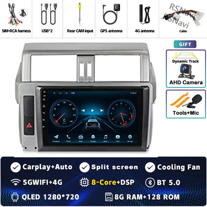 Android 14 For Toyota Land Cruiser Prado 150 2013 - 2017 2K QLED Android Car Radio Multimedia Video Player GPS Stereo CarPlay