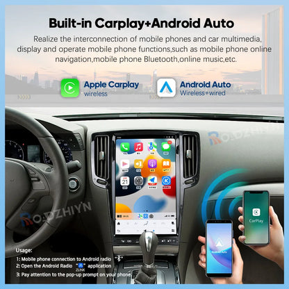 14.5 " Android13 Car Radio Multimedia Video Player For Infiniti G4 G25 G35 G37 2008-2013 GPS navigation Carplay Auto 4G wifi 360