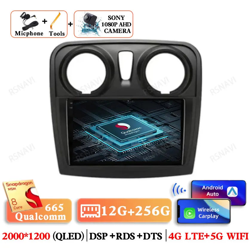 Android 15 For Renault Logan 2 Sandero 2 2012 - 2019 Stereo Qualcomm 5G WIFI DVD DSP QLED Head Unit Viedo Player Autoradio GPS