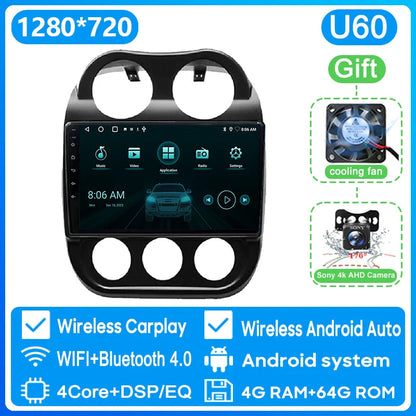 Car Android 13 For JEEP Compass Patriot 2011 - 2017 Auto Radio Multimedia Player GPS Navigation Carplay Stereo 4G BT No 2din DVD