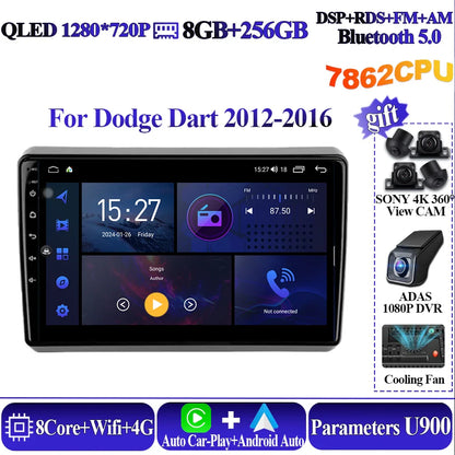 Wireless Android Auto Carplay For Dodge Dart 2012-2016 Car Multimedia Player 5G Wifi GPS Intelligent System 8 core Touch Display