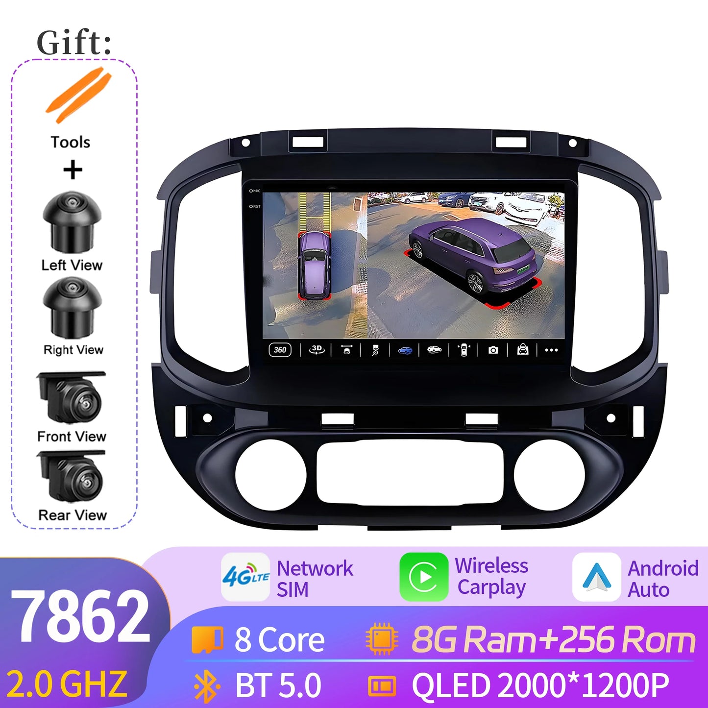 For Chevrolet Colorado-GMC Canyon 2015-2017 Car Radio Wireless BT Carplay Navigation Android 14 7862S 8G 256G 2K QLED Screen