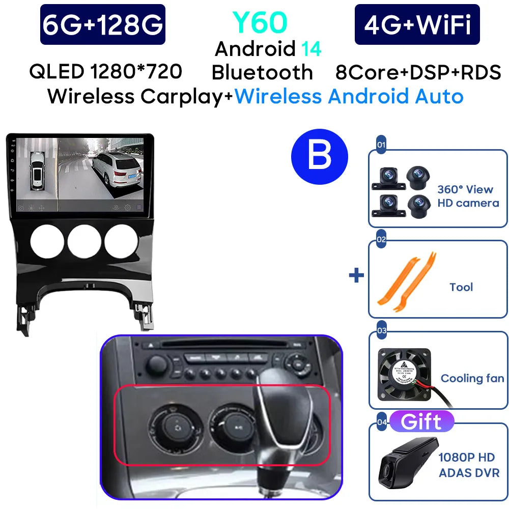 Car Radio Android 14 For Peugeot 3008 5008 2009-2016 LHD Navigation GPS Android Stereo Multimedia Player Screen No 2din 4G Wifi