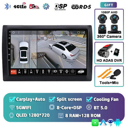 Android 14 For Fiat Stilo 2001 - 2010 2K QLED Android Car Radio Multimedia Video Player GPS AI Voice CarPlay 4G Stereo Head Unit