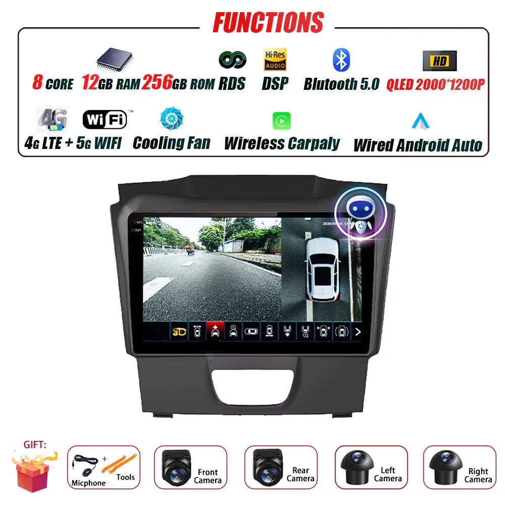 Android Auto Car Radio For Isuzu DMAX 2015 - 2019 Multimedia Stereo Video Player Navigation GPS Carplay 4G WIFI DSP RDS BT