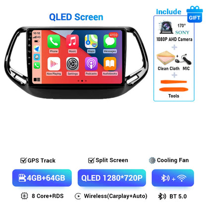 Android 15 CarPlay Auto WIFI+4G For Jeep Compass 2 MP 2016 2017 2018 2019 Car Radio Multimedia Video Player GPS Autoradio Stereo
