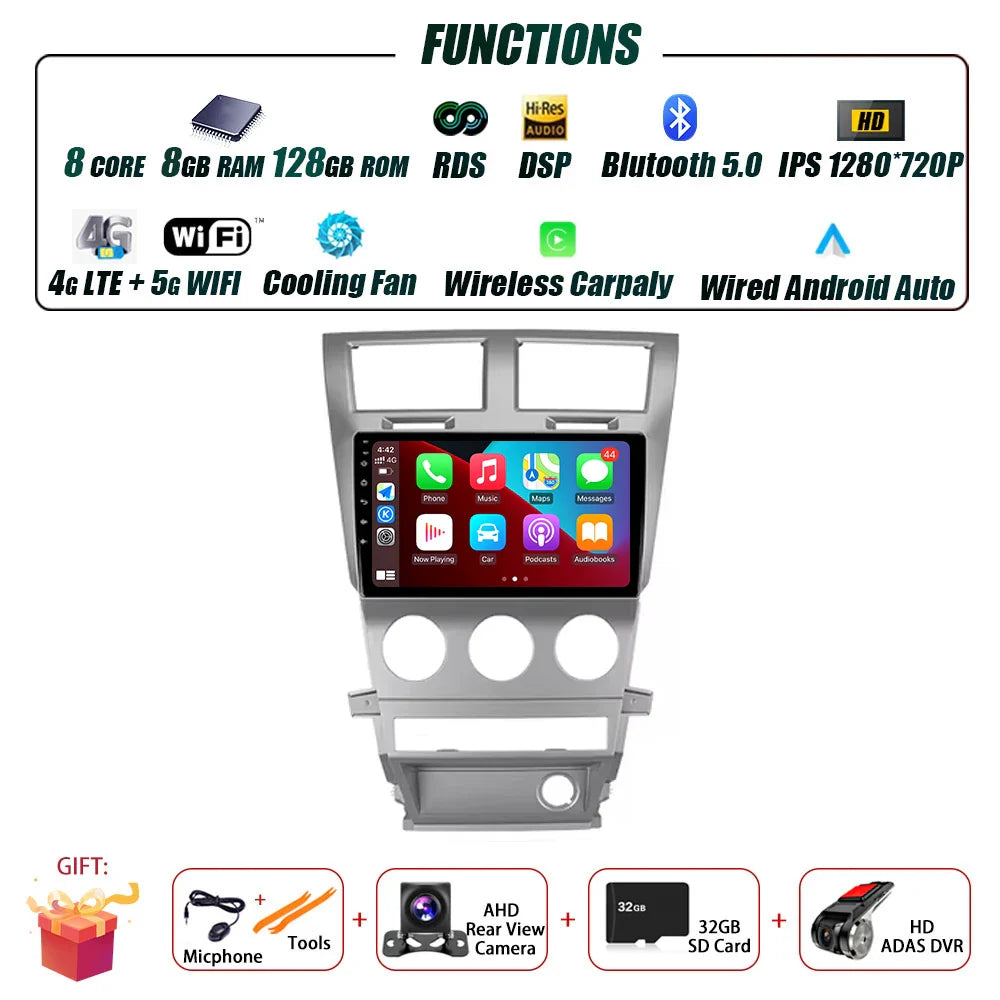 Car Radio Carplay For Dodge Avenger JS 2007 - 2010 For Dodge Nitro 2006 - 2011 Navigation GPS Android Auto Multimedia Player BT