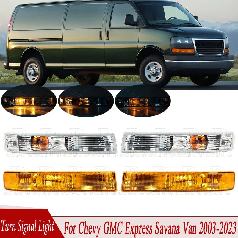 For Chevrolet Express GMC Savana Van 2003-2014/2023 2Pcs Car Front Bumper Turn Signal Light Lamp Fog Light GM2521188 GM2520188