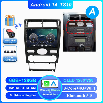 Android 14 Radio Stereo For Ford Mondeo MK 3 2000 2001 2002 2003 2004 2005-2007 Auto Multimedia Player GPS Navigation Bluetooth