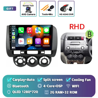 Android 14 For Honda Jazz 1 GD 2001 - 2008 Fit 2001-2009 2K QLED Stereo Car Radio Multimedia Video Player GPS 4G CarPlay