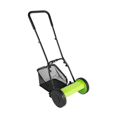 12" Hand Push Lawn Mower Manual Reel Lawn Sweeper Adjustable 5 Blades Grass Catcher Manchine Gardening Kit 23L for Courtyard power tools