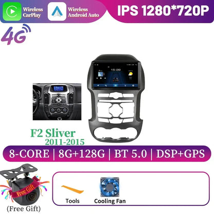 Android 14 For Ford Ranger 3 2011-2015 Car Radio Multimedia Navigation 4G GPS Bluetooth Wireless Carplay Head Unit Screen Stereo