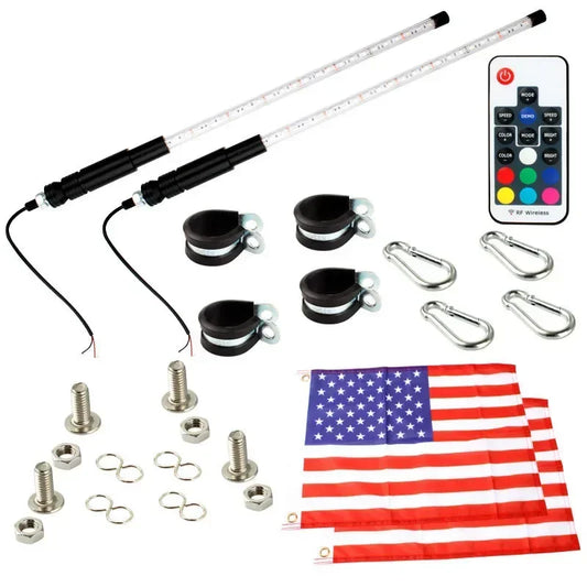 1pc 2/3/4FT RGB Flagpole Light Adjustable ATV Off-road Brake Light With Remote Control LED Beach Flag Ambient Decorative Lights