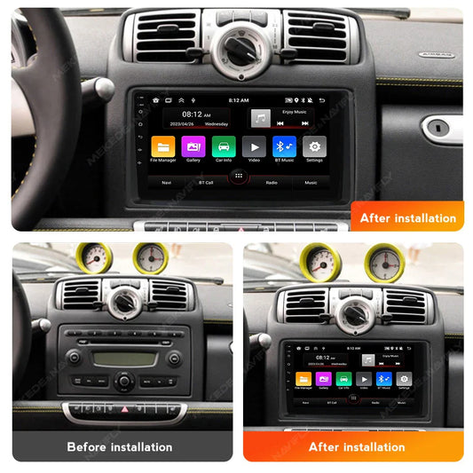 MEKEDE Android 13 AUTO Bilradio Stereo 2Din for Mercedes Benz Smart Fortwo 451 2006-2009 CarPlay WIFI Multimedia Video Player BT