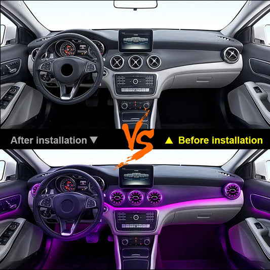 For Benz W176 W117 W156 X156 A CLA GLA 12/64 Color Ambient Light Turbine Air Vent Lamp Dashboard Door Lights Kit Car/App Control