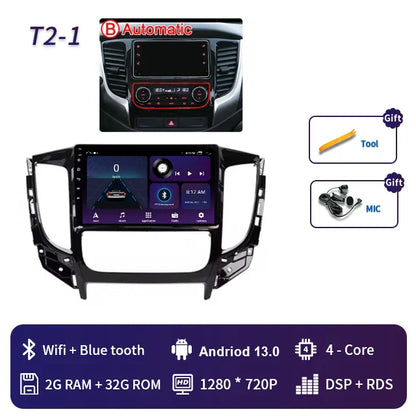 2 Din Android 13 Auto Car Radio Multimedia Video Player Stereo For Mitsubishi L200 5 2015-2019 GPS Navigation Carplay Screen DVD