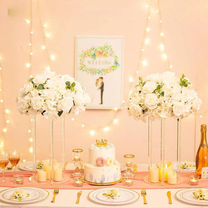 Flower Ball Arrangement Bouquet - 10 Pcs 15.7 inch Diameter White Fake Flowers Roses Balls for Centerpieces Tables  Rose