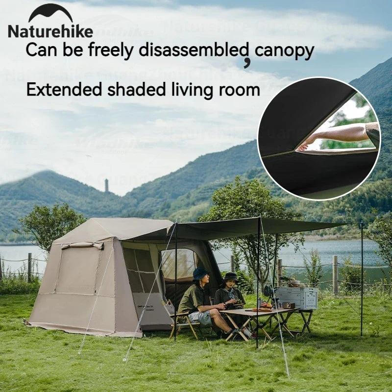 Naturehike Village 6.0 One Touch Tent Hut Automatic Tent for 4-8 People Family Camping UPF11000+ Waterproof 150D Black Coated
