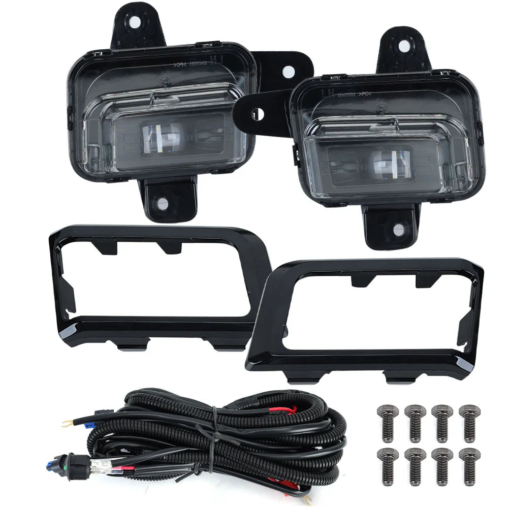 2x Front LED Fog Light For GMC Sierra 1500 2022 2023 2024 Driving Lamps Wiring headlights foglights cover frame kit accessories
