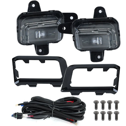 2x Front LED Fog Light For GMC Sierra 1500 2022 2023 2024 Driving Lamps Wiring headlights foglights cover frame kit accessories