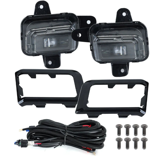 2x Front LED Fog Light For GMC Sierra 1500 2022 2023 2024 Driving Lamps Wiring headlights foglights cover frame kit accessories