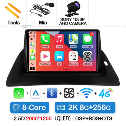 Android 14 Wireless Carplay Auto For Renault Kangoo 2 2009 - 2018 Car Radio Multimedia Stereo Video Player QLED GPS NAVI 4G WIFI