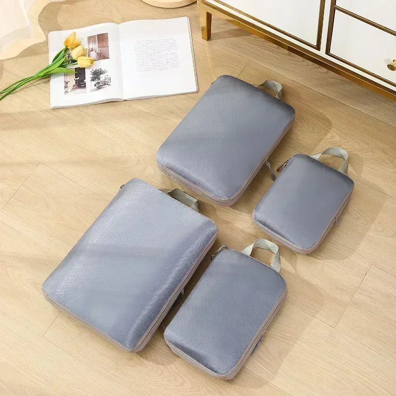 4Pcs Travel Compression Packing Cubes Bag Portable Suitcase Cloth Organizers Waterproof Luggage Storage Cases Drawer makeup bag