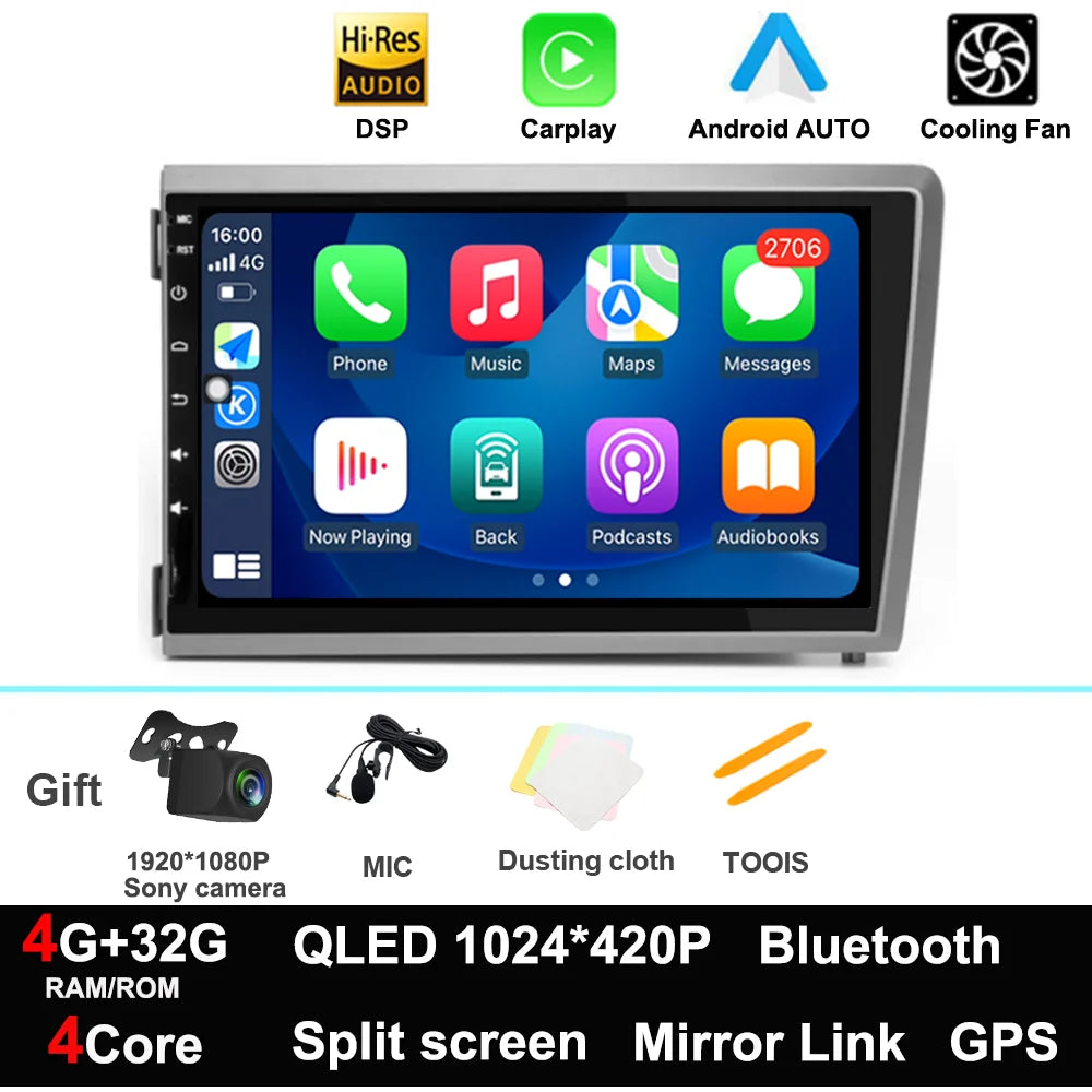 Android 13 For Volvo S60 V70 XC70 2000-2004 GPS Car Radio Stereo Multimedia Player Audio Navigation BT Carplay wifi+4G