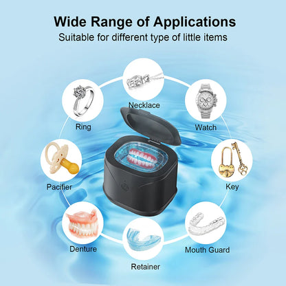 Ultrasonic Cleaner Machine 46000Hz Portable Ultrasonic Jewellery Cleaner for Dental Retainer Mouth