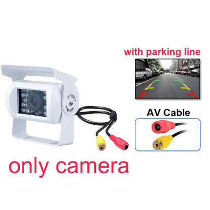 GreenYi White Truck Backup Camera Heavy Duty 18 LED IR Night Vision Waterproof Vehicle Rear View Camera For Trailer/Pickups/RV