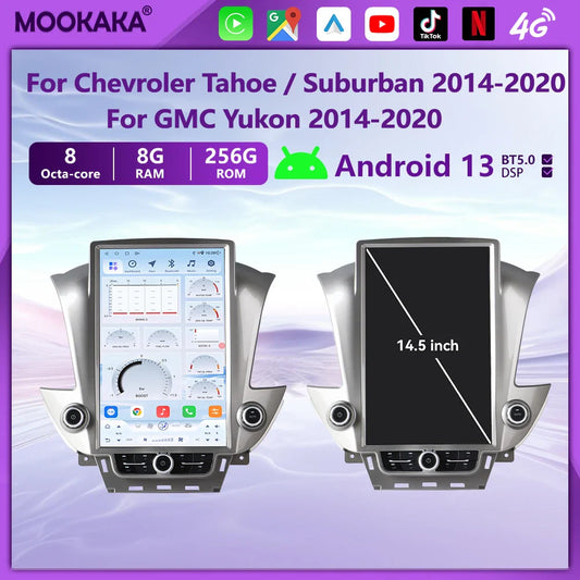 14.5Inch Vertical 2.5K Screen For GMC Yukon/Chevroler Tahoe Suburban 2014-2020 Car Radio Android13 Head unit Multimedia Carplay