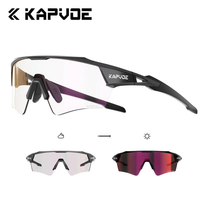 Kapvoe New Photochromic Cycling Sunglasses Men Women MTB Glasses UV400 Bicycle Eyewear Outdoor Sports Running Road Bike Goggles