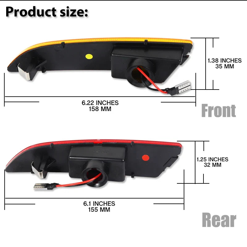 4PCS LED Side Marker light bumper front amber ＆ rear red turn Signal Lights for 2004 2005 2006 2007 -2008 Chrysler Crossfire