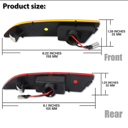 4PCS LED Side Marker light bumper front amber ＆ rear red turn Signal Lights for 2004 2005 2006 2007 -2008 Chrysler Crossfire