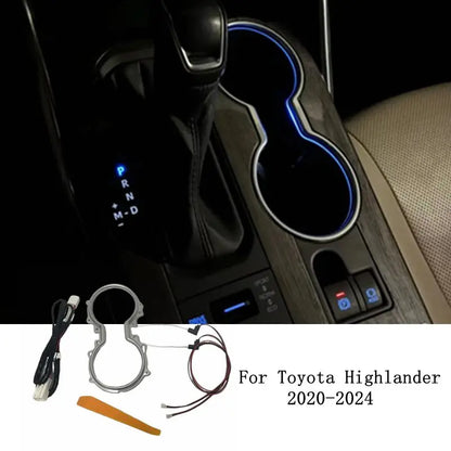 Car LED Central Cup Holder Atmosphere Lights For Toyota Highlander 2021 2022 2023 Auto Armrest Box Ambient Light Ice Blue Lamps