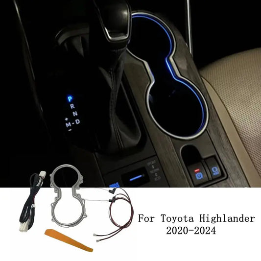 Car LED Central Cup Holder Atmosphere Lights For Toyota Highlander 2021 2022 2023 Auto Armrest Box Ambient Light Ice Blue Lamps