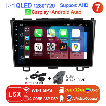 LEHX Pro 5G WIFI 8 Core Android 14 2 Din Autoradio Car Radio Multimedia Player For Honda CRV CR-V 2006-2011 Carplay gps dvd QLED
