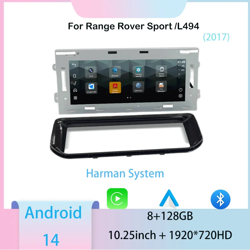 10.25inch Android 14 For Range Rover sport L494 Multimedia Player Radio Carplay auto retains the original feature menu AC Panel