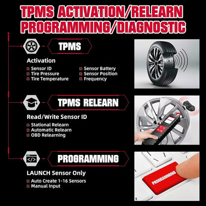 LAUNCH X431 I-TPMS TPMS Tire Pressure Diagnostic Tools Active/ Relearn/Program 315Mhz 433Mhz RF-Sensor for X431 V/V+/PRO3S/PAD V