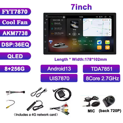 FYT7870 2 Din Android Car Radio Carplay 7 9 10 Inch Car Multimedia Video Player Stereo Radio GPS For Tesla Style Nissan Hyundai